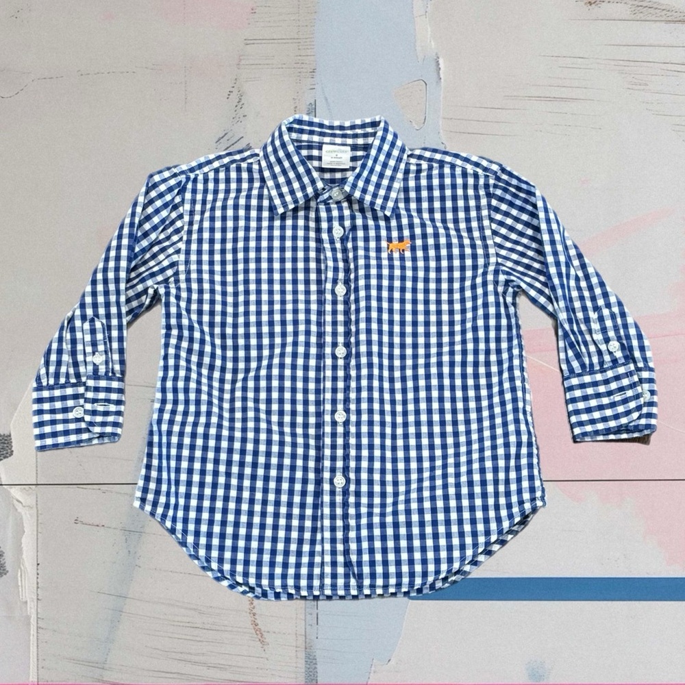 Blue Checkered Button-Down Kids Shirt Size 2 / X-Small from Crewcuts